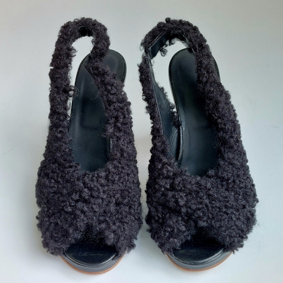 Unbranded sample: shearling & leather slingback heels, EU40, NWOT - Picture 4 of 11